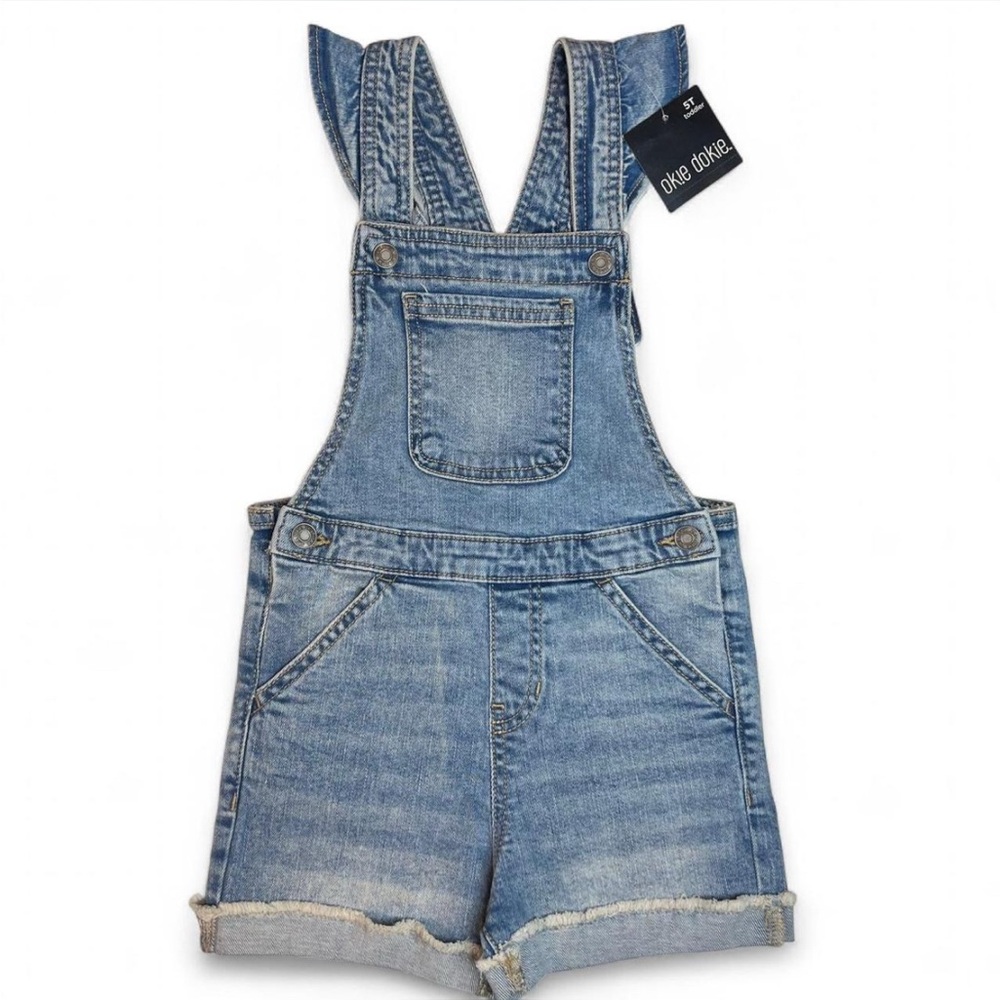 Okie Dokie Light Blue Denim Short Overalls NWT